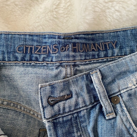 Citizens Of Humanity Blue Distressed Jean Shorts - Picture 8 of 15